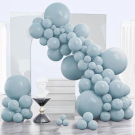 PartyWoo Pale Aqua Balloons, 120 pcs Boho Blue Balloons Different Sizes Pack of 18 Inch 12 Inch 10 Inch 5 Inch Pale Blue Balloons for Balloon Garland or Balloon Arch as Party Decorations, Blue-F28