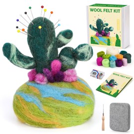 Yizzvb Needle Felting Kit, Plant Felting Kit, Felting Kits for Beginners Adult, Wool Felting Kit with Felting Wool, Needle Felting Tools and Instruction, Felt Needle Kit for DIY Craft