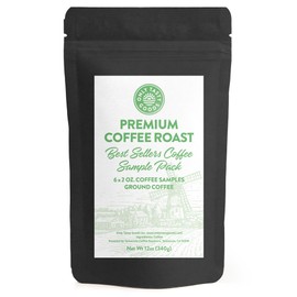 Best Sellers Coffee Sample Pack - 6 Varieties: Breakfast Blend, Cowboy Blend, Pure Peru, Magic Mexico, Bali Blue Moon, Six Bean Espresso 12 oz