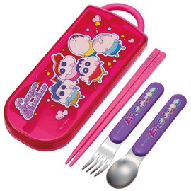 Skater TACC2AG Children's Bento Trio Set, Chopsticks, Spoon, Fork, Kids' Cutlery, Antibacterial, Easy to Open Slide Type, Made in Japan