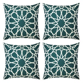 Red Rainbow 4 Pack Waterproof Garden Cushion Covers Boho Arrow design 18 inch x 18 inch 45 cm Square (Teal)