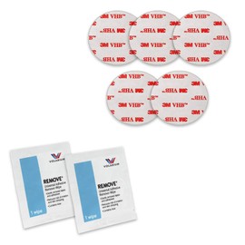 Volarium 5 Pack Sticky Adhesive Replacement: Double Sided Adhesive Pads Mount - Includes 5 Pieces 1.4 inch Circle Pads and 2 PCs Cleaning Alcohol Pads