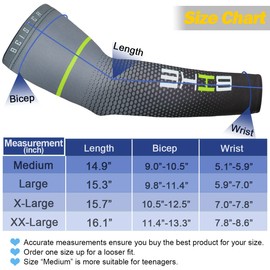 beister UV Protection Compression Arm Sleeves, Non-Slip Cooling Arm Warmers for Running Cycling Basketball Golf Outdoor Activities Men Women (1 Pair) (M, Black)