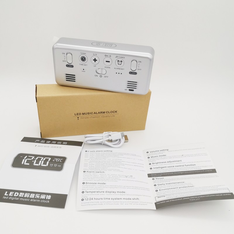 LED Digital Alarm Clock for Bedroom Electronic Clock with Thermometer