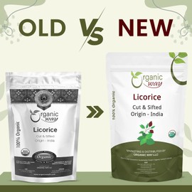 Organic Way Premium Licorice Root Cut & Sifted (Glycyrrhiza glabra) - Healthy Digestion | Organic & Kosher Certified | Vegan | Non GMO & Gluten Free | USDA Certified | Origin - Albania (1 LBS)