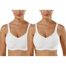 Vertvie Women's 1/2/3 Set Sports Bra Plain Without Underwire Bustier Classic Comfortable Stretch Bra Medium Hold Padded Feel-Good Bra - 2 white x 2 Plain, size: m
