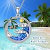 PROESS Ocean Wave Necklace Sterling Silver Palm Tree Pendant Necklace