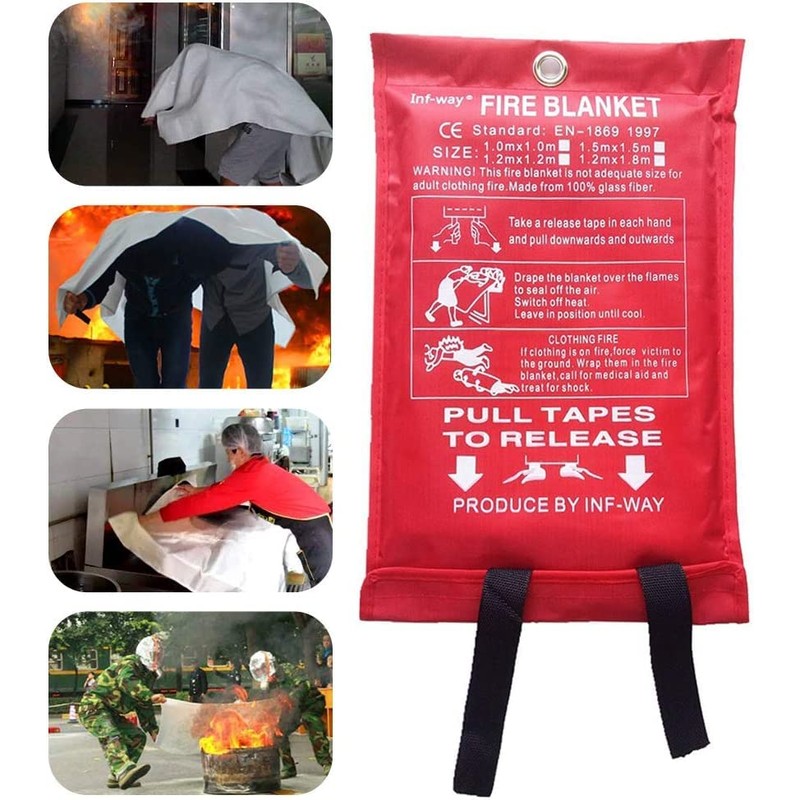 Tiardey Universal Fire Blanket,Large,Quick Unfolding with Loops,1 x 1 m