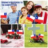 HSQCEZ 12Pcs Small Chile Flags on Wooden Stick Mini Chilean