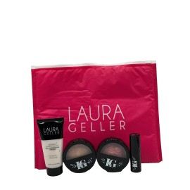 LAURA Geller Boost Of Brilliance 4pc makeup collection NEW+Makeup Bag (TAN)