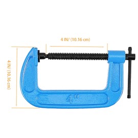 4 Inch Heavy Duty C Clamps, 4 PCS Malleable Iron G Clamp Industrial Grade C-Clamp Set for Woodworking, Welding Building, Metal Workpiece (Blue)
