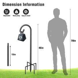 Shepherd Hook for Outdoor, Heavy Duty Bird Feeder Pole with 5 Prong Base, Adjustable Height Bird Feeder Stand Ideal for Hanging Bird Feeders, Plant, and Garden Decorations