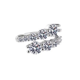 yuruyi 925 Sterling Silver Rings for Women, Crossed Adjustable Rings for Women with Cubic Zirconia Band Thumb Finger Ring, Vintage Shape Statement Ring for Women