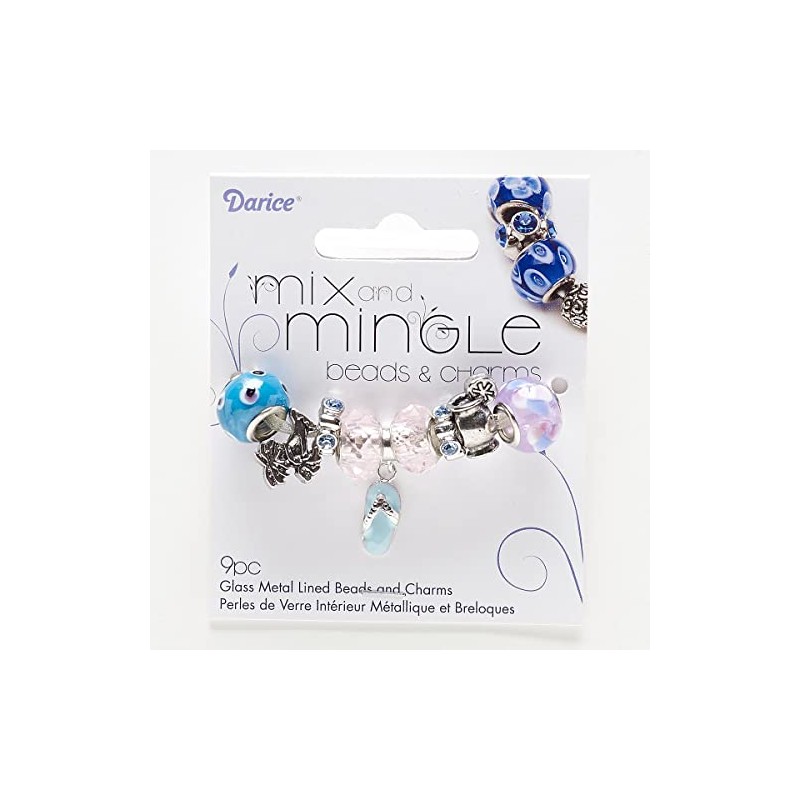Darice Mix & Mingle Glass Metal Lined Beads and Charms