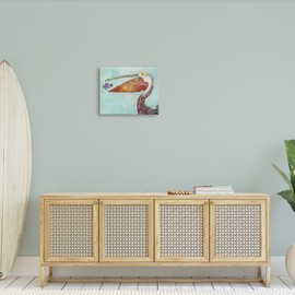 Stupell Industries Pelican with Purple Fish, Designed By Lisa Morales, 20 x 16, Canvas Wall Art