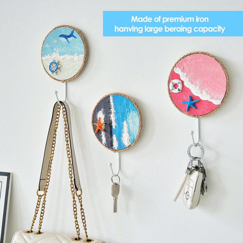 RODDEX 3 Pcs Coastal Decorative Hooks for Hanging Large Nautical