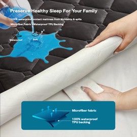 PAJEO Waterproof Mattress Protector Full Size, Quilted Fitted Mattress Pad with 17" Stretchable Deep Pockets - Elastic Edges, Machine Washable (1 Pcs Mattress Cover) (Black)