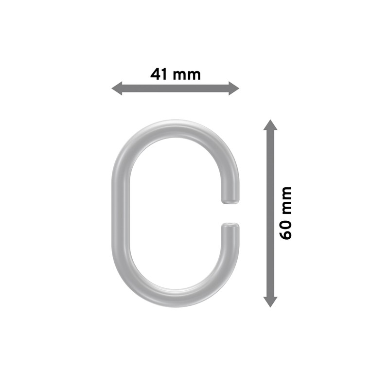 Interdeco Shower Curtain Rings in Crystal Clear Plastic Oval Open