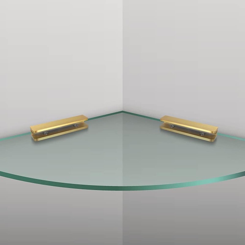 LukLoy Solid Brass Glass Shelf Bracket with 3 Screw Holes,