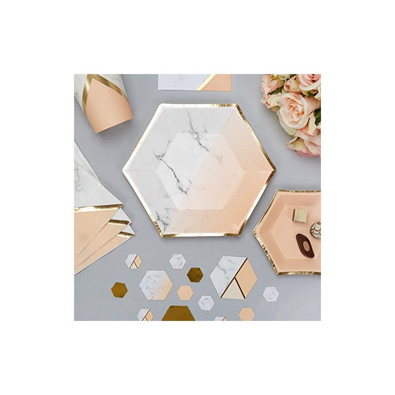 Neviti 772843 Colour Block Marble Plate, Peach, Medium