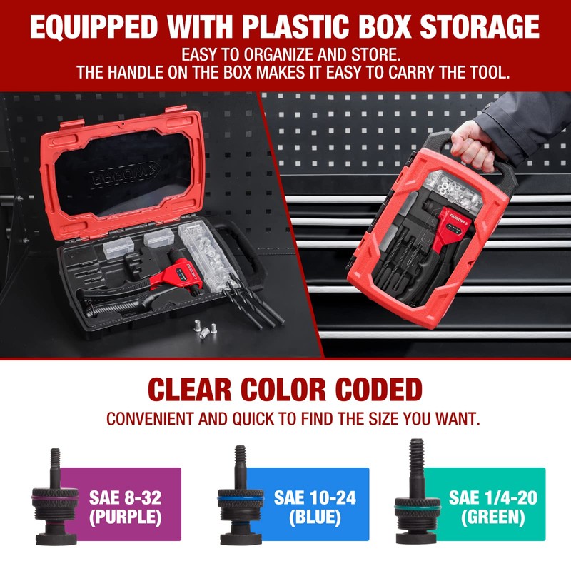 Arrow Rivet Nut Tool, 8" Rivet Nut Gun Kit Designed