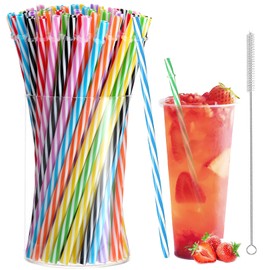 ChAusa Pack of 100 Straws, 23 x 5 cm, Natural Straws, Biodegradable for Birthday, Wedding, Christmas (Mixed Colours)