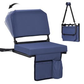 Dragosum Stadium Seats with Back Support Swivel, Bleacher Chairs with Shoulder Strap & Cup Holder, Upholstered Portable Folding Bleacher Seats