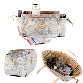 Angelina's Palace Hetta Purse Insert Bag Organizers Adjustable Handbag Sharpers Tote Storage Gift for Her(Metallic Silver)