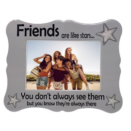 BANBERRY DESIGNS Friends Picture Frame - Ceramic Picture Frame Fits a 4" X 6" Photo - Friends are Like Stars - Thank You Gift for a Friend