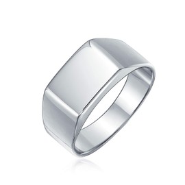 Bling Jewelry Mens Square Classic Signet Band Sterling Silver Ring