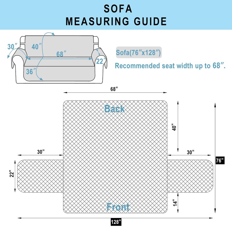 Luxshare Home Reversible Couch Cover for 3 Cushion Couch Sofa