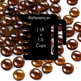 CYS EXCEL Amber Glass Gemstone Beads Vase Fillers (6 LBS) Flat Marble Beads Multiple Color Choices Aquarium Decor Rocks Floral Stones Decorative Mosaic Glass Gem Pebbles