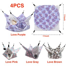 Cryptolux 4Pcs Rat Guinea Pig Hanging Hammock Ferret Hanging Bed Pet Cage Hammock Accessories for Small Animals Chinchilla Parrot Sugar Glider Ferret
