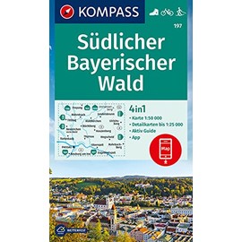 KOMPASS Wanderkarte 197 Südlicher Bayerischer Wald 1:50.000: 4in1 Wanderkarte mit Aktiv Guide und Detailkarten inklusive Karte zur offline Verwendung in der KOMPASS-App. Fahrradfahren. Langlaufen.