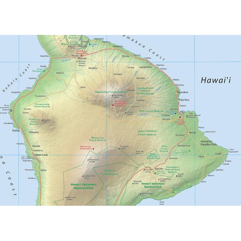 Hawaii Physical State Map - 23.3 x 16.5 Inches -