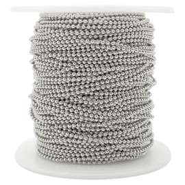 CleverDelights 1.5mm (1/16") Ball Chain - Platinum Silver Color - 30 Feet