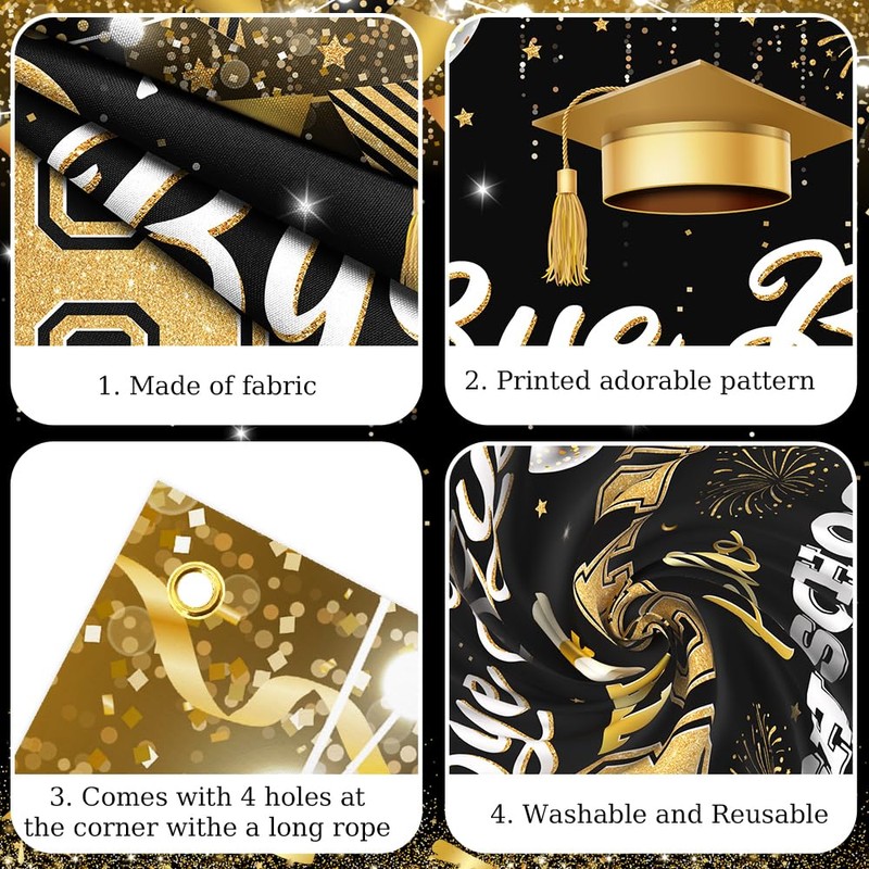 AIBIIN 8TH Grade Graduation Decorations 2026 Backdrop Bye Bye 8TH