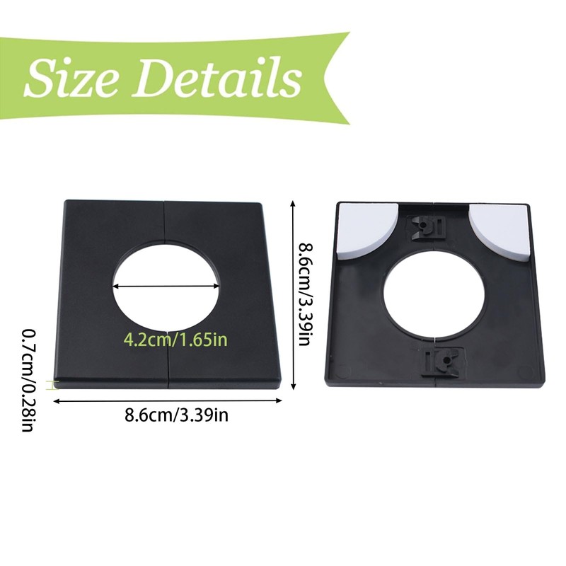 UFURMATE Pipe Wall Covers, 2Pcs 42mm Diameter ABS Plastics Square