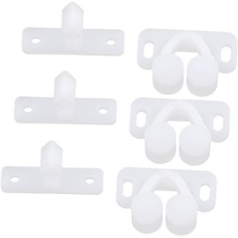 Seadiquiet 3Pcs White Marine Boat Ball Catch Door Cupboard Spring Back Plates Roller Latch Plastic Catches Cabinet ABS Plastic