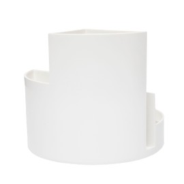 Maul Desk Organiser, Round Box Diameter 14 x 12.5 cm, Organiser with 6 Compartments, Pen Holder for Pens, Markers and Scissors, Pen Organiser for Office and Desk, White