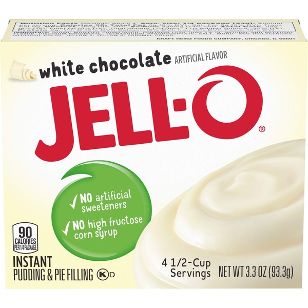 Jell-O Instant Pudding & Pie Filling, White Chocolate, 3.3-Ounce Boxes (Pack of 24)