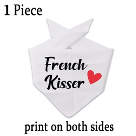 JXGZSO 1 Piece Funny Dog Bandana French Kisser Dog Bandana Cute Dog Bandana Over The Collar (French Kisser D)