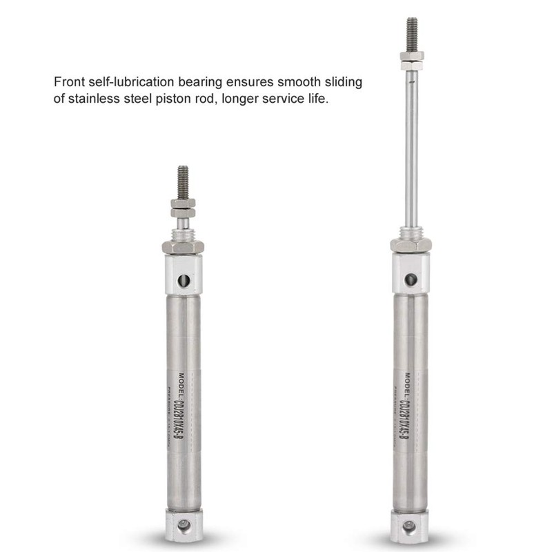 Stainless Steel Air Cylinder, Round Body, Single Acting, Spring Return,