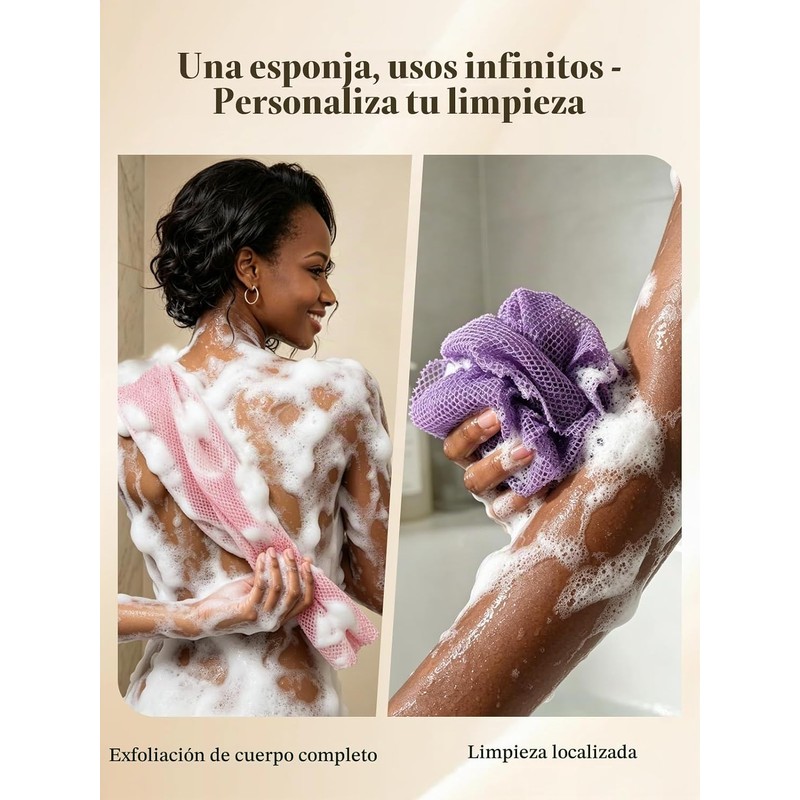 Red Exfoliante Africana SPMKTBOZAI Pack de 4 Esponjas de Nailon