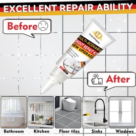 Tile Grout Repair Kit, 2 Pack Grout Filler, Fast Drying Tiles Sealer Bathroom Shower Kitchen Floor, Restore and Renew Joints Line, Gaps, Replace Grouts Pen (Grey, 200G)