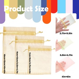 MORAINJAY Pack of 100 gold organza bags, 10 x 15 cm, gift bags, organza bags with drawstring, as a wedding candy bag, jewellery bag, Christmas gifts, birthday party