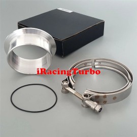 iRacingTurbo Aluminum V-band Flange&Clamp Kit For Borg Warner S400 S400SX S400SXE S500 S500SX