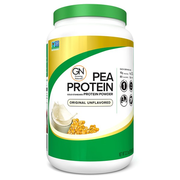 Growing Naturals | Original Raw Pea Powder 15g Plant Protein | 2.8G BCAA, Low-Carb, Low-Sugar, Non-GMO, Vegan, Gluten-Free, Keto & Food Allergy Friendly | Original Unflavored (32.2 Ounce (Pack of 1))