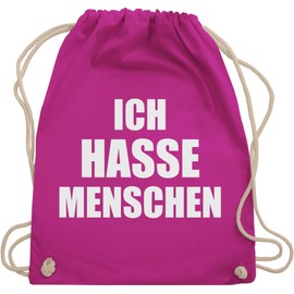 Shirtracer - Gym Bag Backpack - Sayings Statement with Saying - Ich hasse Menschen, 2 Fuchsia, Unit size