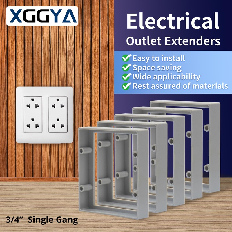 XGGYA 3/4” Double Gang Receptacle Outlet Box Extender,Gray Electrical Outlet